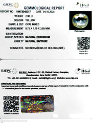 2.90/CT Natural Yellow Sapphire With Govt Lab Certificate (12210)